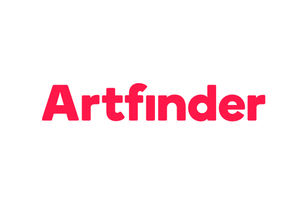 Artfinder logo in red text on a transparent background.