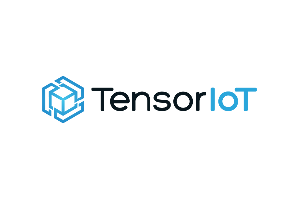 The TensorIoT company logo featuring a stylized blue and black design with the word 'TensorIoT'.