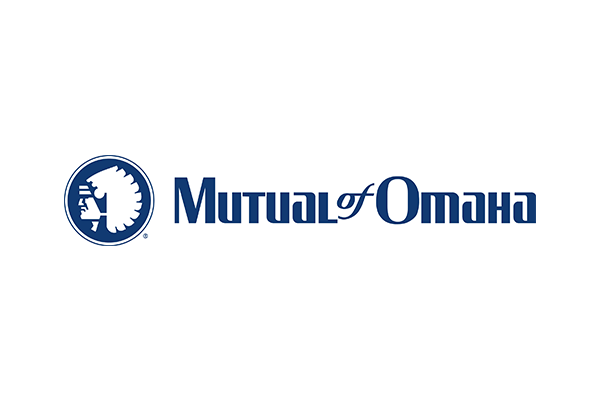 The logo for Mutual of Omaha, featuring a stylized Native American head profile inside a circle next to the 'Mutual of Omaha' text.