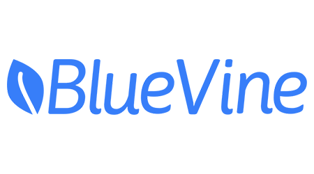 BlueVine logo featuring the company name in blue text with a stylized blue leaf graphic to the left.