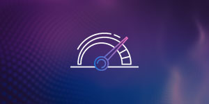 A stylized speedometer icon on a purple gradient background, representing acceleration or speed in the context of artificial intelligence or machine learning.