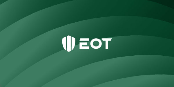 White EOT logo with shield icon displayed on a green abstract, wavy background.