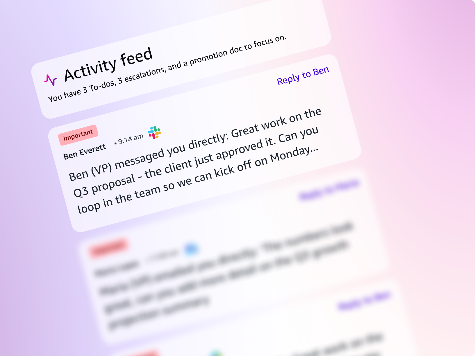 See how Amazon Quick's Activity feed prioritizes your to-dos, escalations, and key messages across Slack and email, so you never miss what matters most.