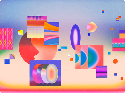 Abstract illustration of overlapping colorful shapes and gradients, representing marketing optimization