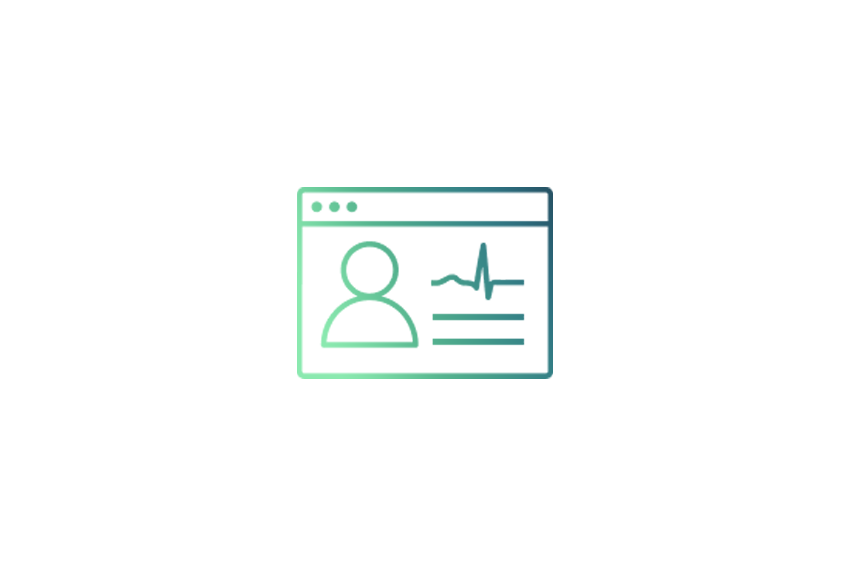 A square healthcare use case icon with a blue to green gradient, representing machine learning applications in health.