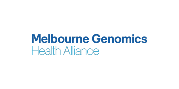 Logo of the Melbourne Genomics Health Alliance, featuring the organization's name in blue text.