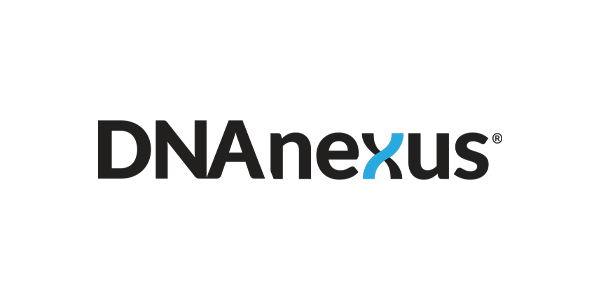 DNAnexus logo with a stylized blue DNA strand in the text.