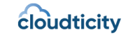 Cloudticity company logo with blue cloud outline and stylized text.