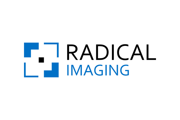 Logo of Radical Imaging, featuring a stylized design with blue and black colors.