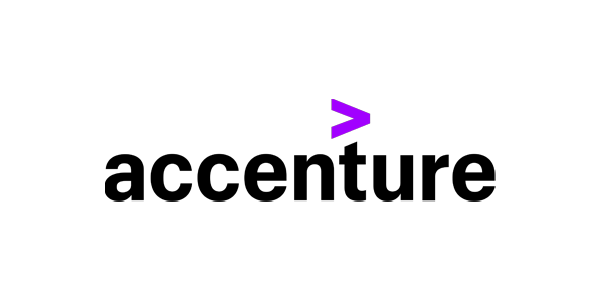 The Accenture logo featuring a black stylized font with a purple greater-than symbol above the letter 't', on a white background.