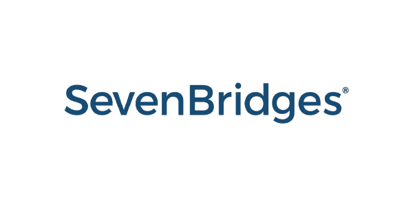 Logo for Seven Bridges, a company specializing in bioinformatics and data analysis solutions for healthcare and life sciences.