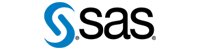 The logo of SAS, featuring a stylized blue and black text design.