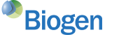 Biogen logo featuring the company name and abstract symbol, used for branding and identification.