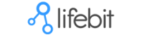 Lifebit logo, horizontal layout, featuring blue and black text and icon.
