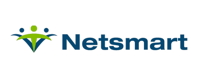 Netsmart logo featuring a green and blue abstract figure with outstretched arms.