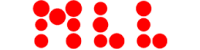 Logo with the letters 'MLL' formed by red dots on a transparent background.