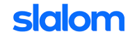 "Slalom logo in bold blue lowercase letters."