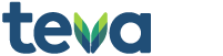 Teva company logo with stylized green and blue elements on a white background.