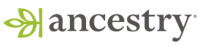 Horizontal Ancestry logo in green and black on a transparent background
