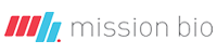 Mission Bio logo with stylized red and blue icon and gray text on a transparent background.