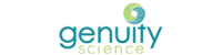 Logo for Genuity Science, featuring stylized blue and green text with a circular graphic element.