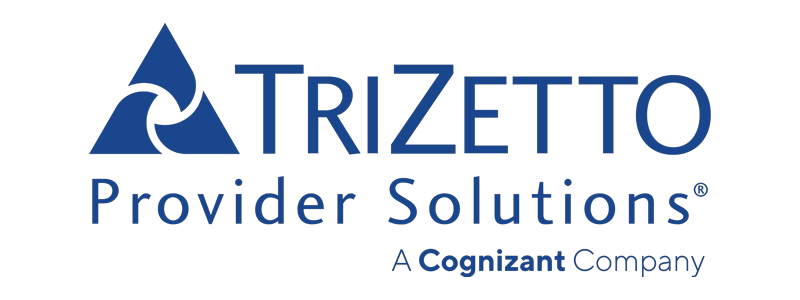 Logo for Trizetto Provider Solutions, a Cognizant company, featuring the company name and branded icon in blue.