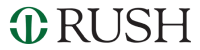 Logo of Rush University Medical Center featuring a stylized green 'R' and the word 'RUSH'.