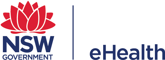 Logo of NSW Government eHealth featuring a red stylized lotus and the words 'NSW Government eHealth'.