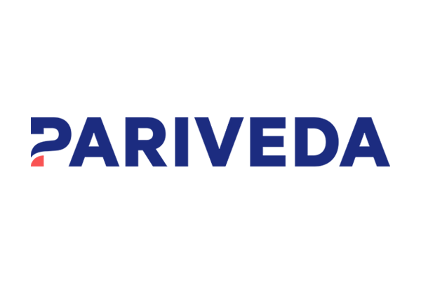 Pariveda company logo with blue and red text on a white background.