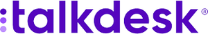 Talkdesk logo in purple text on a transparent background