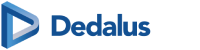 Dedalus logo in blue with stylized text and icon