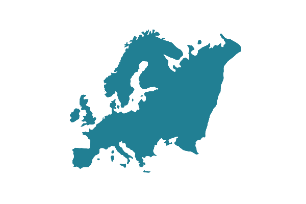 A teal silhouette icon depicting the map of Europe, commonly used to represent the Europe region in AWS-related contexts.