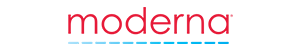 Moderna company logo in red and blue text on a transparent background
