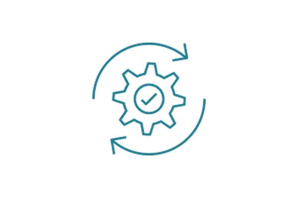 Solid blue icon representing a generic workflow process, used for machine learning health product categories on AWS.
