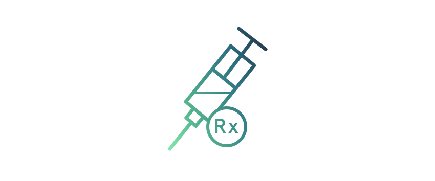 A stylized, gradient icon representing a medical needle, used for healthcare and life sciences machine learning or AI-related imagery.