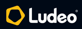 Logo of "Ludeo" with a yellow hexagonal shape on a dark background.