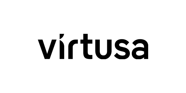 The Virtusa company logo in black text on a transparent background.