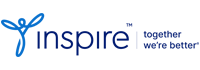 Logo for Inspire Medical Systems, featuring a blue and dark blue wordmark. Suitable for branding and identification purposes.