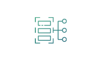 A small square with a gradient transitioning from green to blue on a white background.