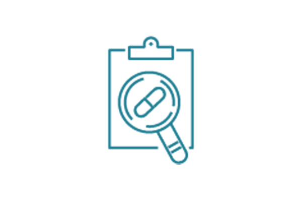 Simple teal vector icon representing clinical development, commonly used in machine learning for health applications.
