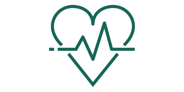 A simple teal graphic depicting a stylized heart with an electrocardiogram (EKG) line, representing a heartbeat. Commonly used to symbolize health monitoring, medical technology, or machine learning applications in healthcare.