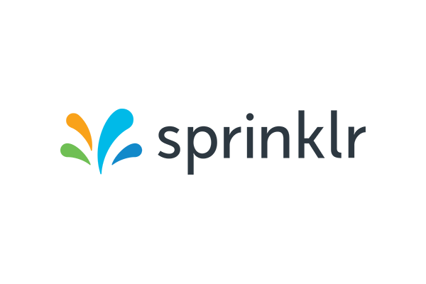 The logo of Sprinklr, featuring a multicolored icon and text. Used for branding and visual identification.
