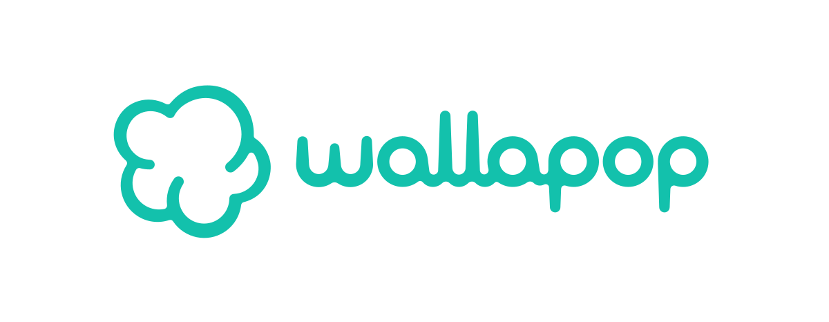 Wallapop logo featuring teal-colored text and cloud-shaped icon on a transparent background.