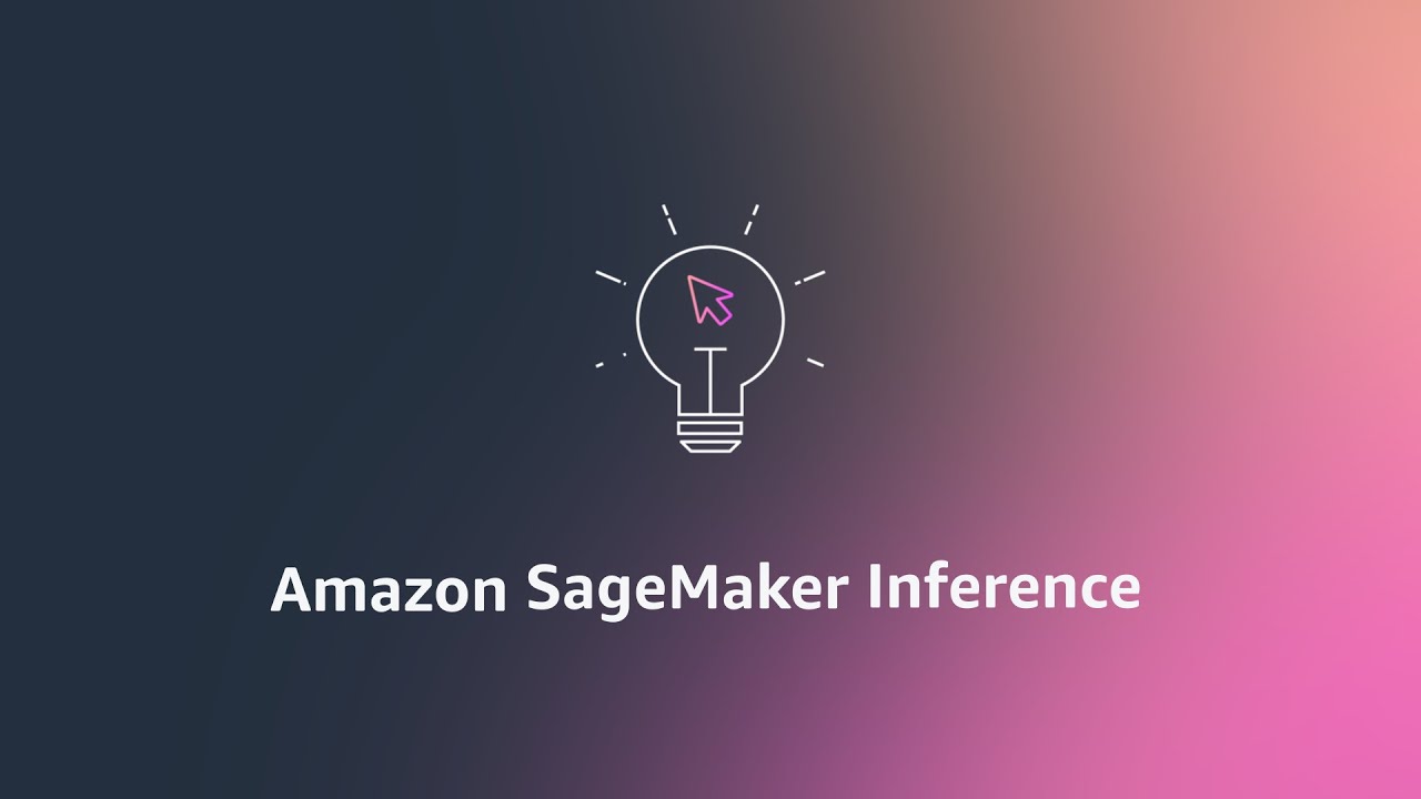 YouTube thumbnail image featuring the Amazon SageMaker Inference title, with a stylized lightbulb and pointer icon on a gradient background.