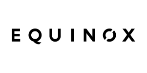 Black and white Equinox logo on a white background