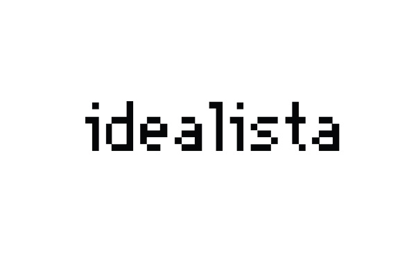 The word 'idealista' written in a minimalist, pixelated black font on a white background.