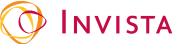 Horizontal logo of Invista featuring a stylized circular yellow and red design with the company name 'Invista' in red text.