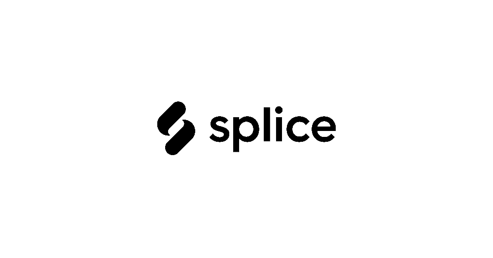 Splice logo in black text with abstract symbol on a white background.