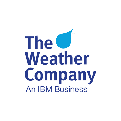 Logo of The Weather Company, an IBM Business, featuring a blue water droplet above the text.