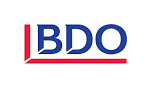 BDO logo with blue text and a red underline and left accent on a white background.